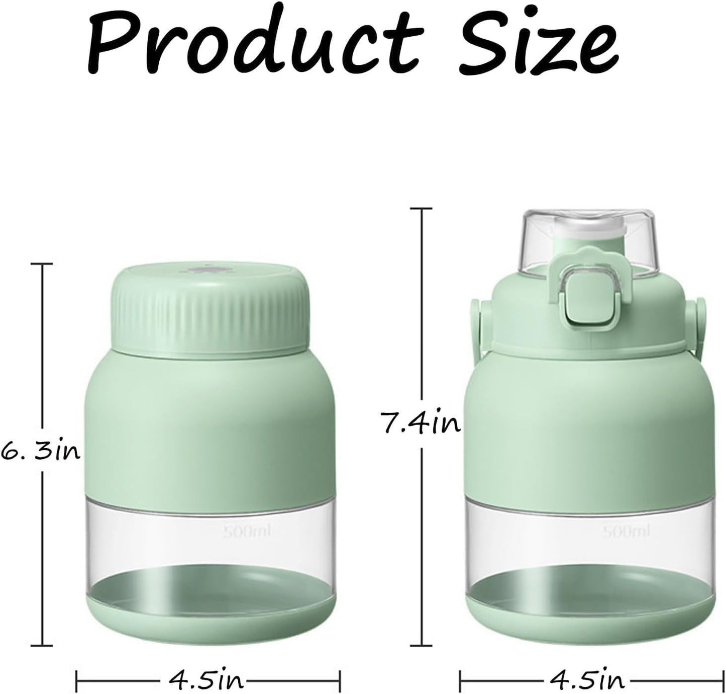 Zestora Juicygo Mini Juicer, BPA-Free Electric Citrus Juicer 17 oz, Wireless Portable USB Charging Juice Machine, with Straw, Two Lids, for Smoothies, Shakes, Food Prep & Frozen Blending (green*1)