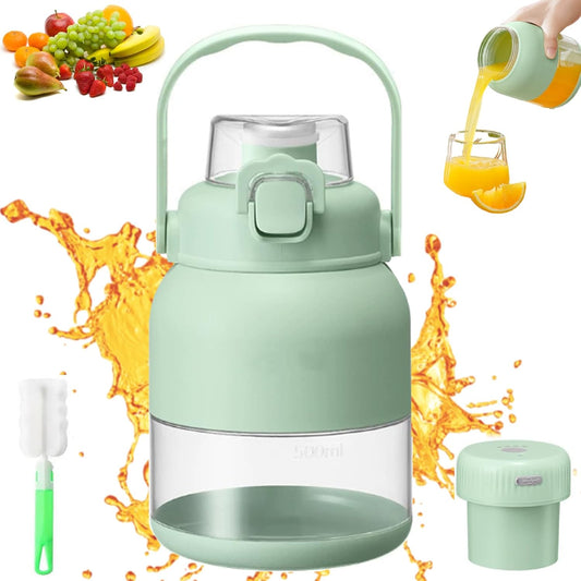 Zestora Juicygo Mini Juicer, BPA-Free Electric Citrus Juicer 17 oz, Wireless Portable USB Charging Juice Machine, with Straw, Two Lids, for Smoothies, Shakes, Food Prep & Frozen Blending (green*1)
